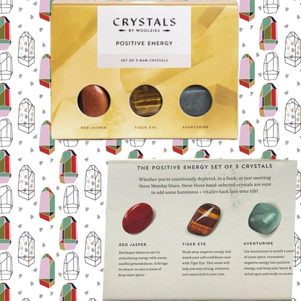 Woolzies Positive Energy Crystals -Red Jasper-Tiger Eye-Aventurine Set of 3